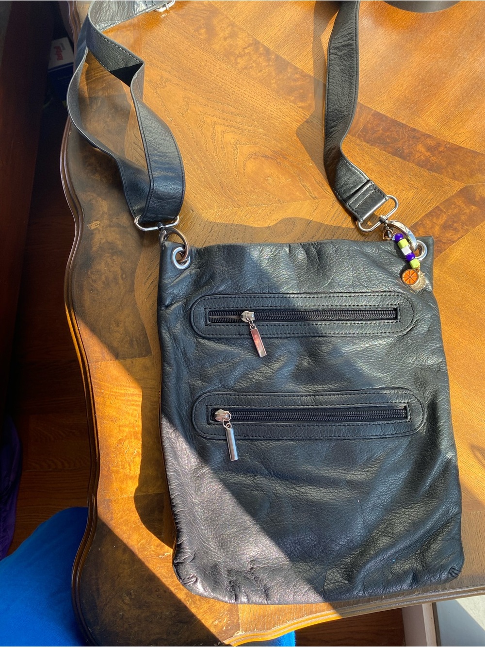 Black genuine leather purse